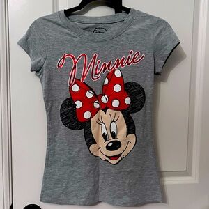 Disney Minnie Mouse Gray and Red Short Sleeve Tee